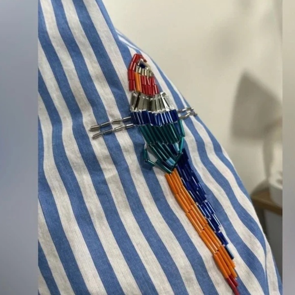 Maeve by Anthropology Tie-Back A-Line Beaded Parrot dress - Picture 8 of 13